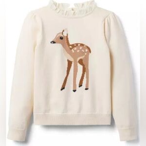 Janie and Jack Cream Deer Sweater